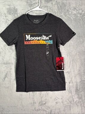 NWT New Moosejaw Heather Black Original SS Logo Hiking T-shirt Women Size Medium